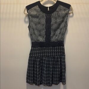 BCBGMaxAzria Black and White Pleated Mini Dress